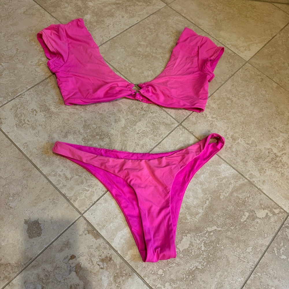 TiniBikini Pink Muscle Tee Bikini Set